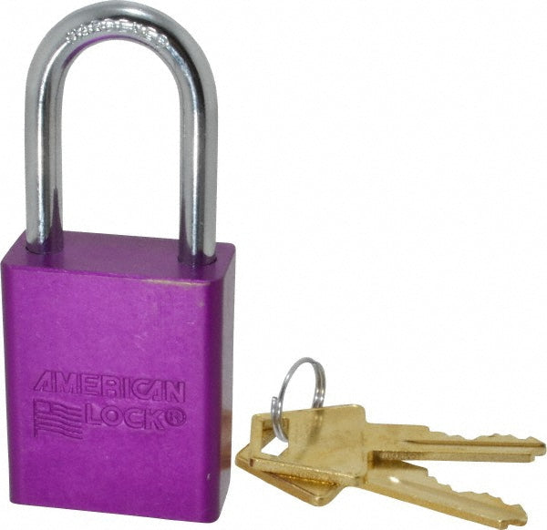 American Lock A1106KAPRP-47325 Lockout Padlock Keyed Alike, Aluminum, Steel Shackle, Purple