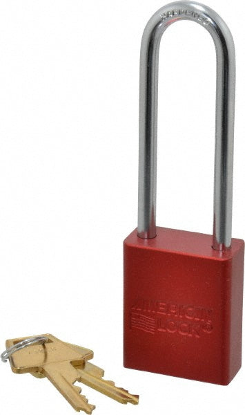 American Lock A1107RED Lockout Padlock Keyed Different, Aluminum, 3" High, Steel Shackle, Red