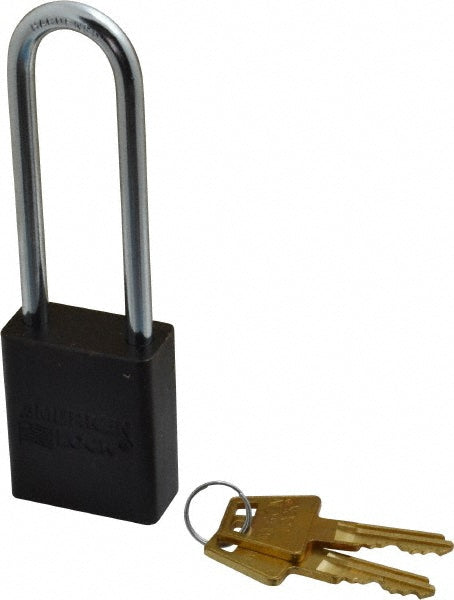 American Lock A1107KABLK-27225 Lockout Padlock Keyed Alike, Aluminum, 3.0000™ High, Steel Shackle, Black