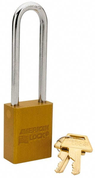 American Lock A1107YLW Lockout Padlock Keyed Different, Aluminum, 3" High, Steel Shackle, Yellow