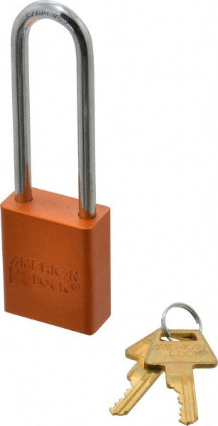 American Lock A1107ORJ Lockout Padlock Keyed Different, Aluminum, 3.0000™ High, Steel Shackle, Orange