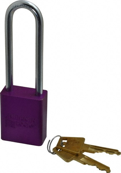 American Lock A1107KAPRP-38538 Lockout Padlock Keyed Alike, Aluminum, 3.0000™ High, Steel Shackle, Purple