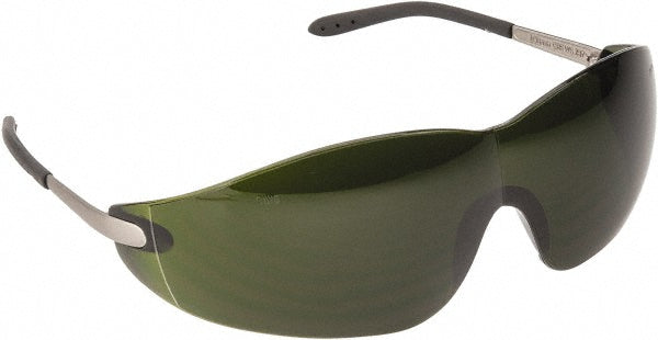 MCR Safety S21150 Safety Glasses Scratch-Resistant, Polycarbonate, Green Lenses, Frameless