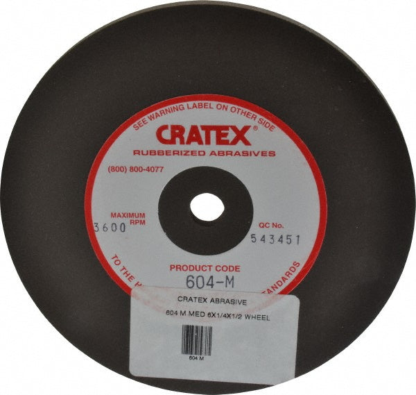 Cratex 604 M Surface Grinding Wheel 6" Dia, 1/4" Thick, 1/2" Hole