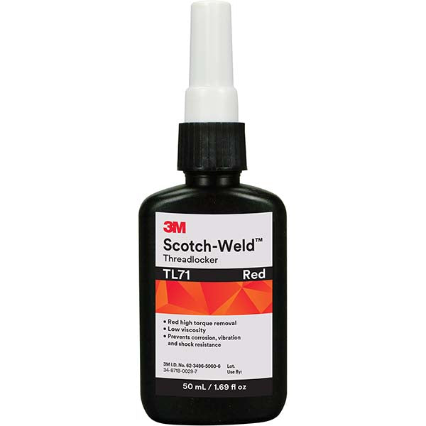 3M 7100039231 Threadlocker Red, Liquid, 50 mL, Bottle