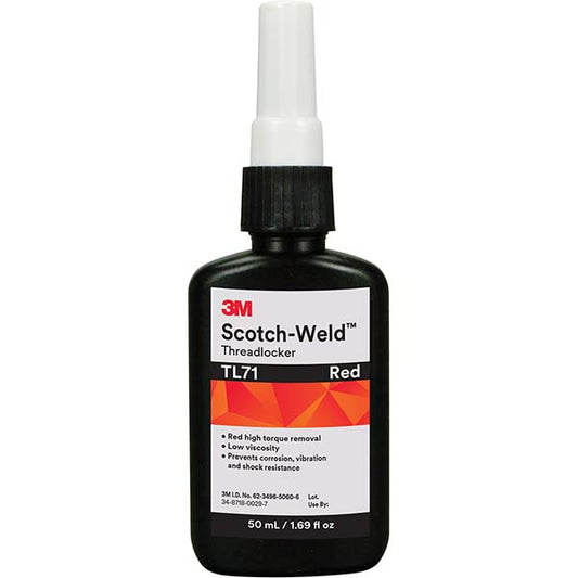 3M 7100039231 Threadlocker Red, Liquid, 50 mL, Bottle