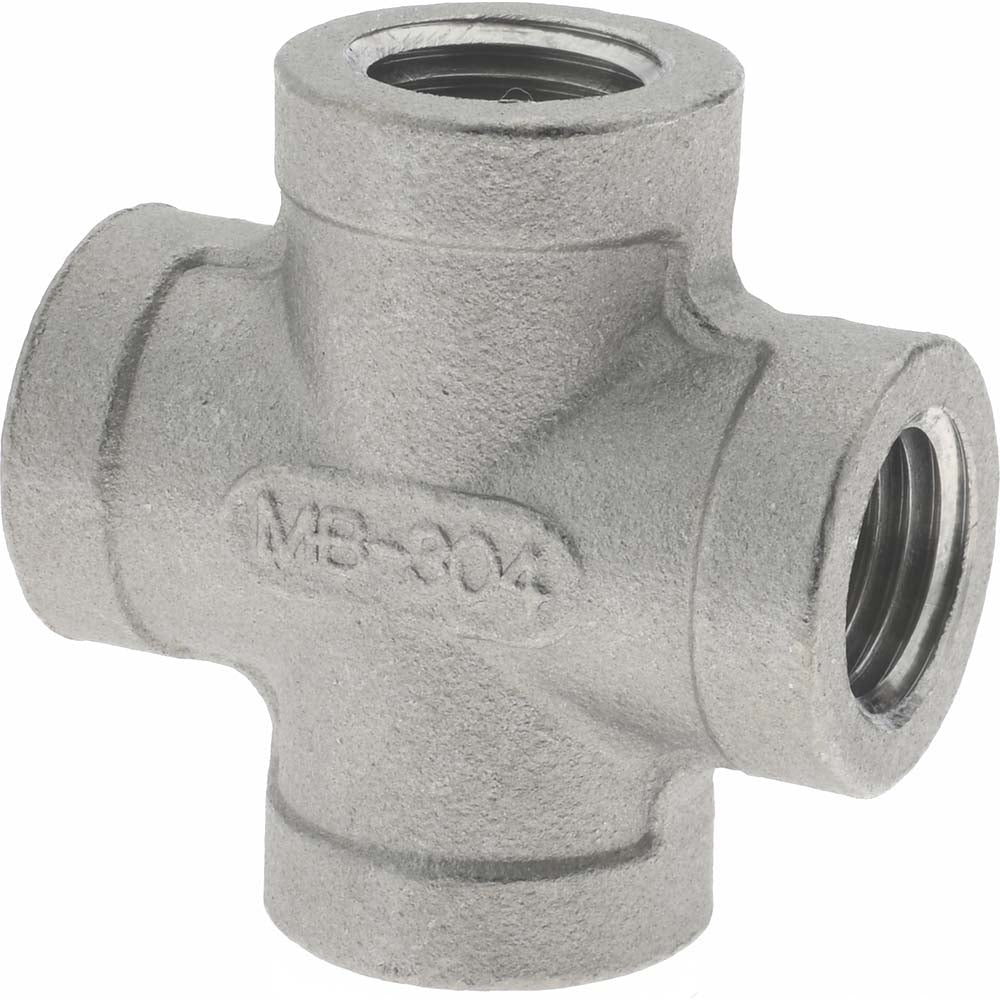 Merit Brass K410-04 Pipe Cross 1/4", 304 Stainless Steel