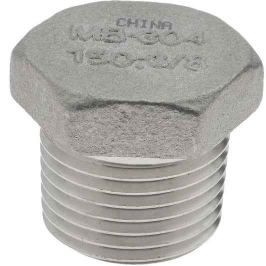 Merit Brass K417H-06 Pipe Hex Plug 3/8", 304 Stainless Steel