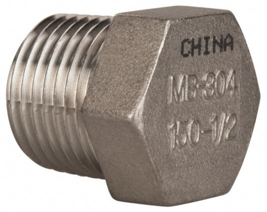 Merit Brass K417H-08 Pipe Hex Plug 1/2", 304 Stainless Steel