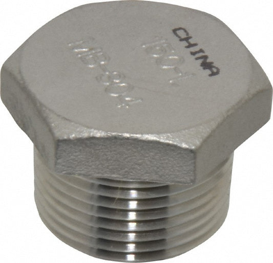 Merit Brass K417H-16 Pipe Hex Plug 1", 304 Stainless Steel