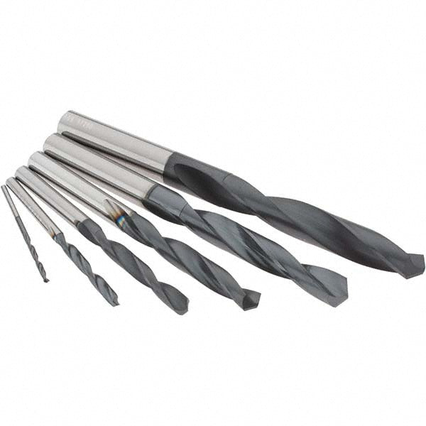 Kyocera SGS Precision Tools 57351 Drill Bit Set Jobber Length Drill Bits, 6 Pc, 0.0625" to 0.375" Drill Bit Size, 118 &deg, Solid Carbide