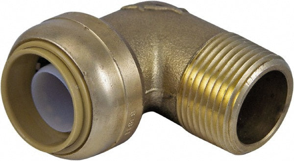 SharkBite U286LF Brass Pipe 90 &deg Elbow 3/4 x 3/4" Fitting, Threaded, Push-to-Connect x MNPT, Lead Free