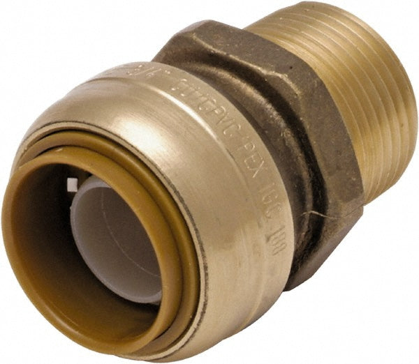 SharkBite UR120 Brass Pipe Adapter 1/2 x 1/2" Fitting, Threaded, Push-to-Connect x MNPT, Lead Free