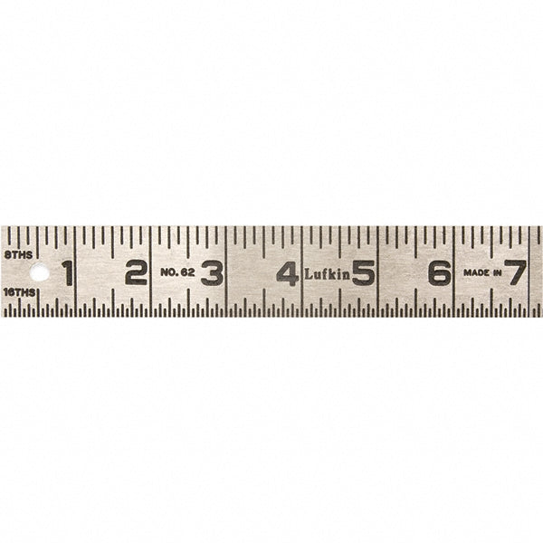 Lufkin 624FTN Steel Rule 48" OAL, Inch Graduation, Rigid, 1-1/4" OAW