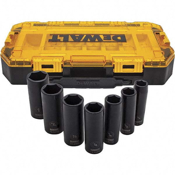 DeWALT DWMT74736 Deep Impact Standard Universal Socket Set 7 Pc, 1/2" Drive, 9/16 to 1" Socket