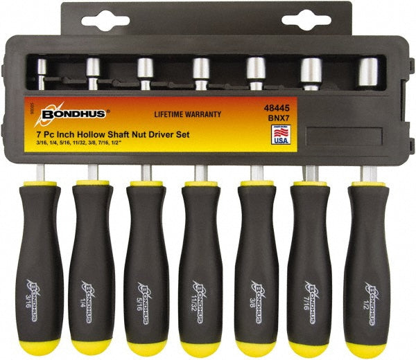 Bondhus 38413 Nut Driver 5/16" Drive, Hollow Shaft, Ergonomic Handle
