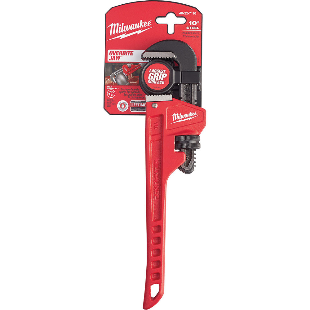 Milwaukee Tool 48-22-7110 Pipe Pipe Wrench 1-1/2" Max, 10" OAL, Steel