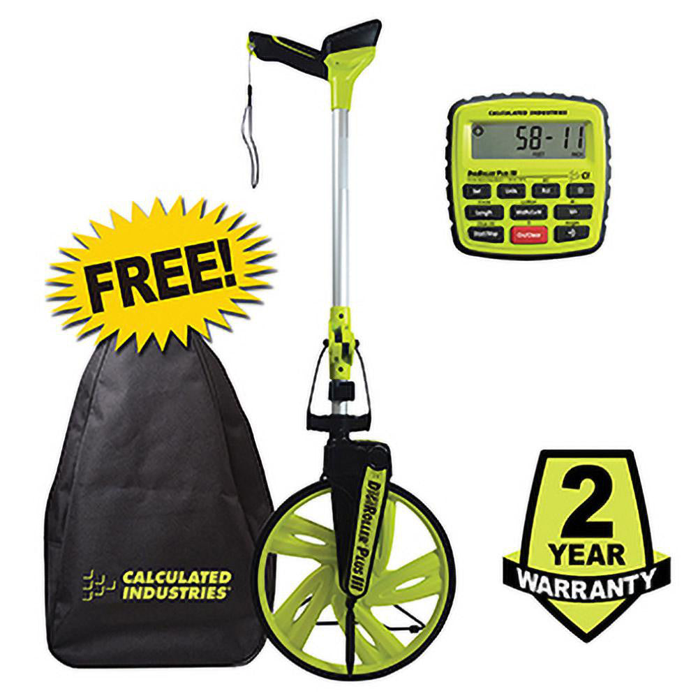 Calculated Industries 6575 9,999,999' Counter Limit, 45" OAL, Fluorescent Green Measuring Wheel