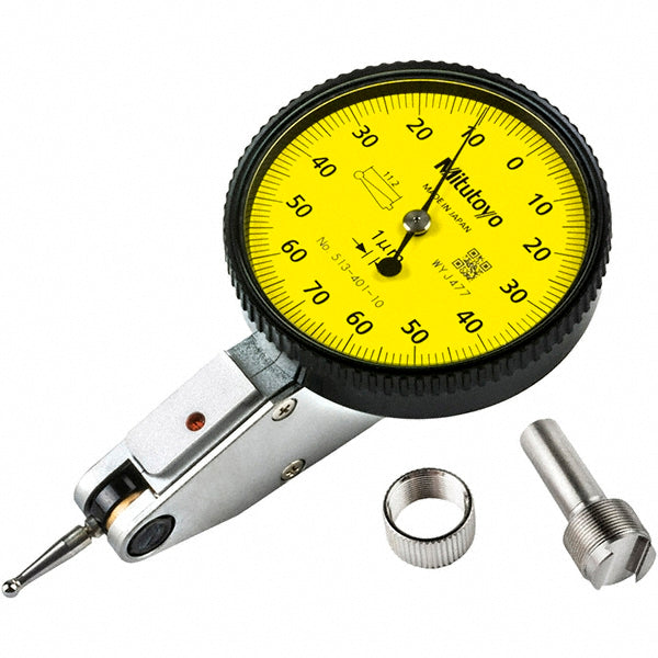 Mitutoyo 513-401-10H Horizontal Dial Test Indicator 0.14 mm Max, 0-70-0 Dial Reading, 10.00 microm Accuracy