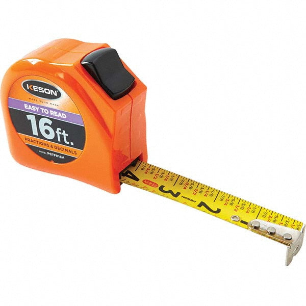 Keson PGTFD16V Tape Measure 16' Long, 1" Width, Yellow Blade