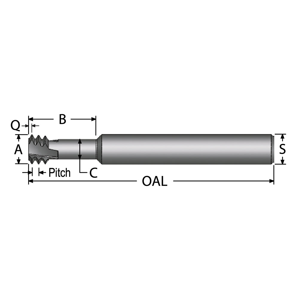 Scientific Cutting Tools, Inc. TMLR8-1.25MMELA Helical Flute Thread Mill M8x1.25, Internal, 3 Flute, 0.2500" Shank Dia, Solid Carbide