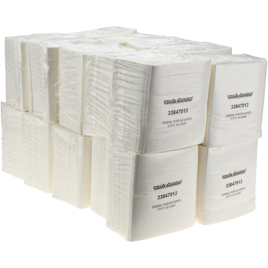 Pro-Source 86004 General Purpose Wipers Folded, Dry, White, 20 pack