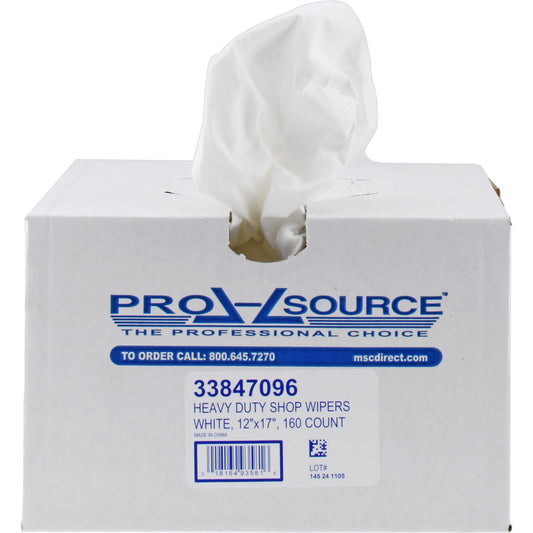 Pro-Source 93581 Heavy Duty Shop Wipers Box, Dry, White, 160 Ct