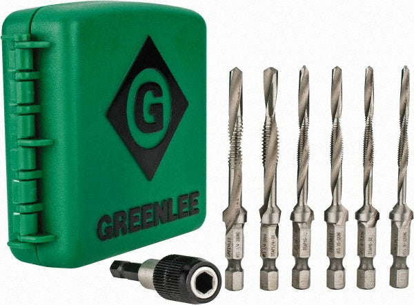 Greenlee LDTAPKIT #8-32 to 1/4-20, 3" Overall Length, 2" Drill Length, High Speed Steel Combination Drill and Tap Set