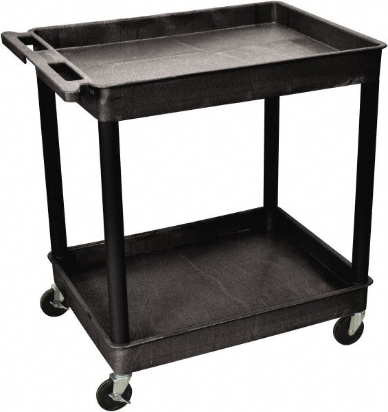 Luxor TC11-B Shelf Utility Cart Plastic, Black