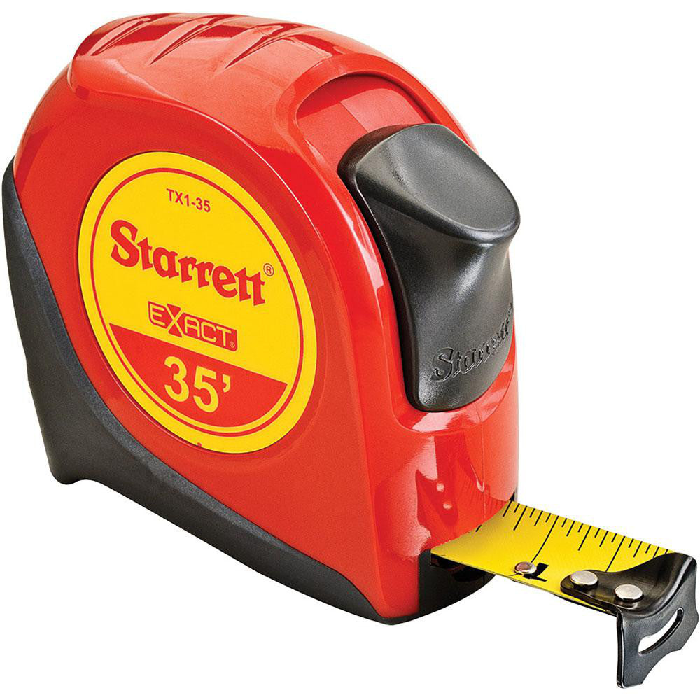 Starrett 30658 Tape Measure 35' Long, 1" Width, Yellow Blade