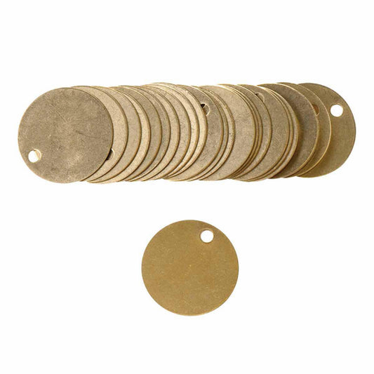 Brady 23210 Blank Metal Tags Shape Round  Tag Type Valve Tag  Diameter (Decimal Inch) 1.5in  Overall Diameter 1.5in  Hole Diameter 0.19in  Standards RoHS