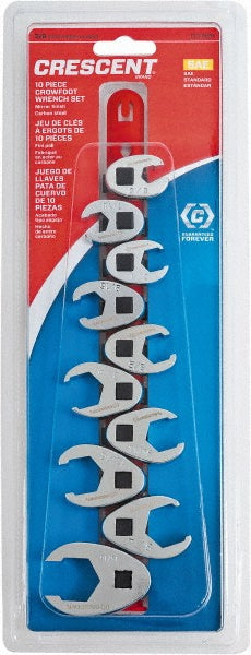 Crescent CCFWS0N Crowfoot Wrench Set 10 Pc, 1" 1/2" 11/16" 13/16" 3/4" 3/8" 5/8" 7/16" 7/8" & 9/16" Wrench, Inch