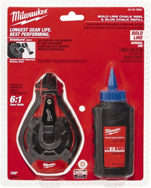 Milwaukee Tool 48-22-3982 100' Long Chalk Reel, Chalk, Line Level