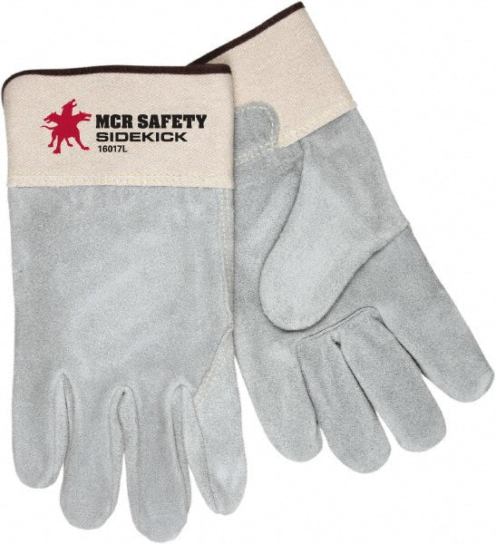 MCR Safety 16017L Leather Work Gloves Large Gray