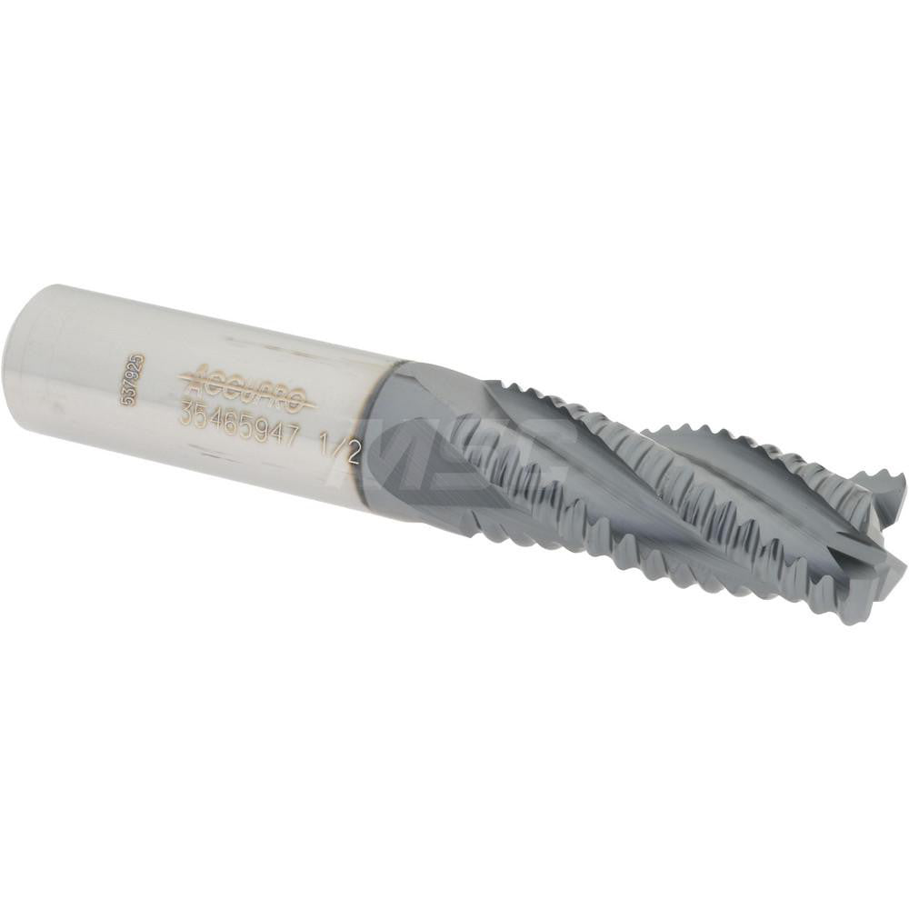 Accupro 35465947 Square End Mill 1/2'' Dia, 1-1/4'' LOC, 1/2'' Shank Dia, 3'' OAL, 4 Flutes, Solid Carbide