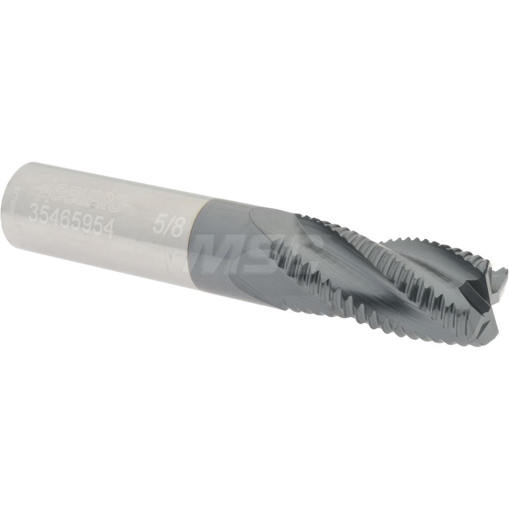 Accupro 35465954 Square End Mill 5/8'' Dia, 1-1/4'' LOC, 5/8'' Shank Dia, 3-1/2'' OAL, 4 Flutes, Solid Carbide