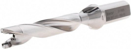Iscar 3201740 Replaceable-Tip Drill 0.827 to 0.862" Dia, 4.13" Max Depth, 1" Weldon Flat Shank