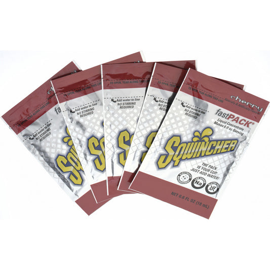 Sqwincher 159015301 Activity & Sport Drinks Drink Type Sports Drink  Form Liquid Concentrate  Container Yields (oz.) 6.00  Flavor Cherry  Drink Content Features Electrolyte replenishment, Low sodium, Potassium, Pack is your Cup  Container Type Pack