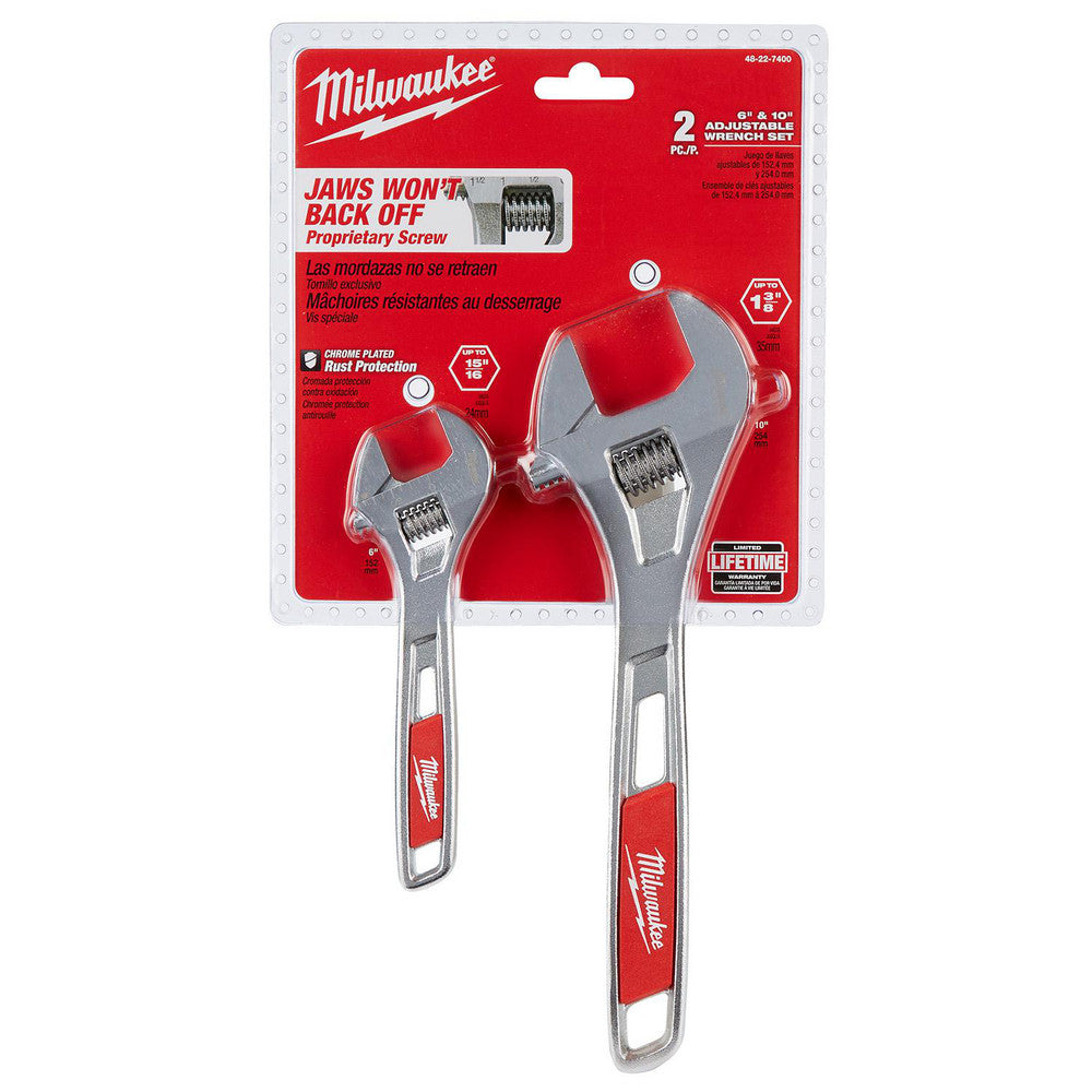 Milwaukee Tool 48-22-7400 Wrench Sets Set Type Adjustable Wrench Set  System Of Measurement Inch  Size Range 6 in - 10 in  Container Type None  Material Steel  Finish Coating Chrome