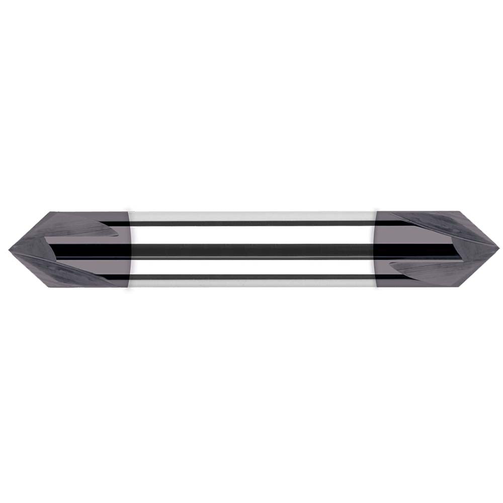 Harvey Tool 998345-C3 Chamfer Mill 3/8" Dia, 3/8" Shank Dia, 90 deg, 2 Flute, Solid Carbide, Double End