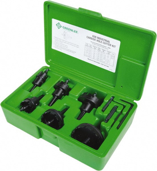 Greenlee 628 11 Piece, 7/8 to 2-1/2" Cutter Diam, 0.187" Cutting Depth, Carbide Annular Cutter Set