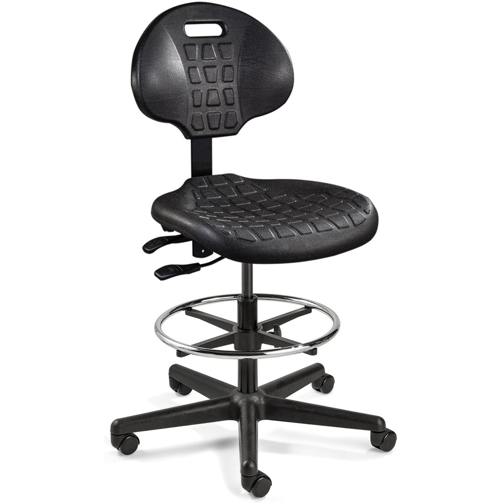 Bevco 7501-BLK-3850S/5 Task Chair Polyurethane, 21 to 31" Seat Height, Black, Adjustable Height