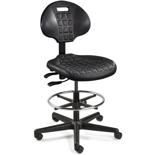 Bevco 7501-BLK-3850S/5 Task Chair Polyurethane, 21 to 31" Seat Height, Black, Adjustable Height