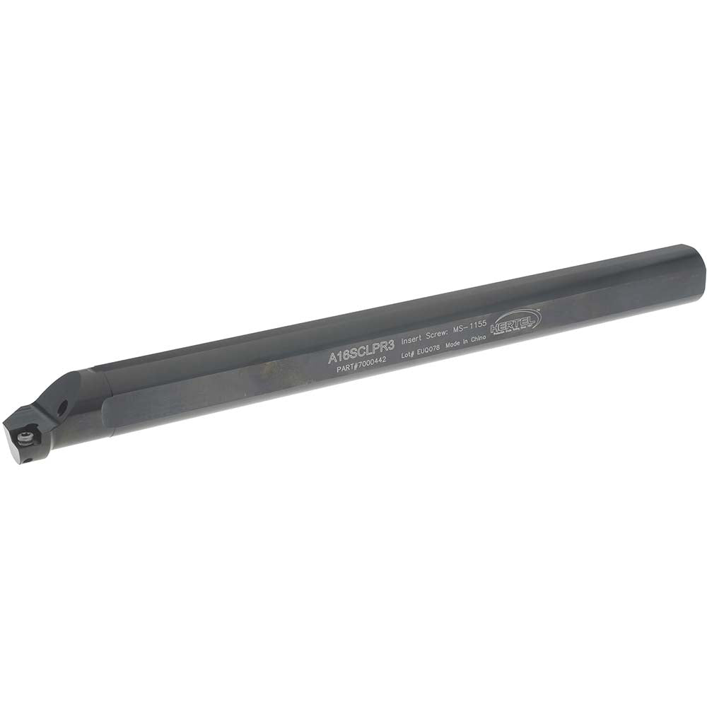 Hertel 7000442 Indexable Boring Bar A16SCLPR3, 30.48 mm Min Bore Dia, Right Hand Cut, 1" Shank Dia, Steel
