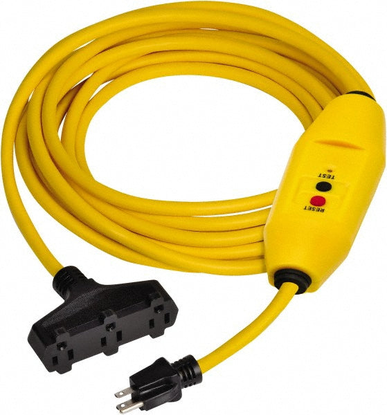 Tower 30438302-01 3 Outlets, 125 Volt, 15 Amp, Yellow, GFCI and Triple Tap Cord Set