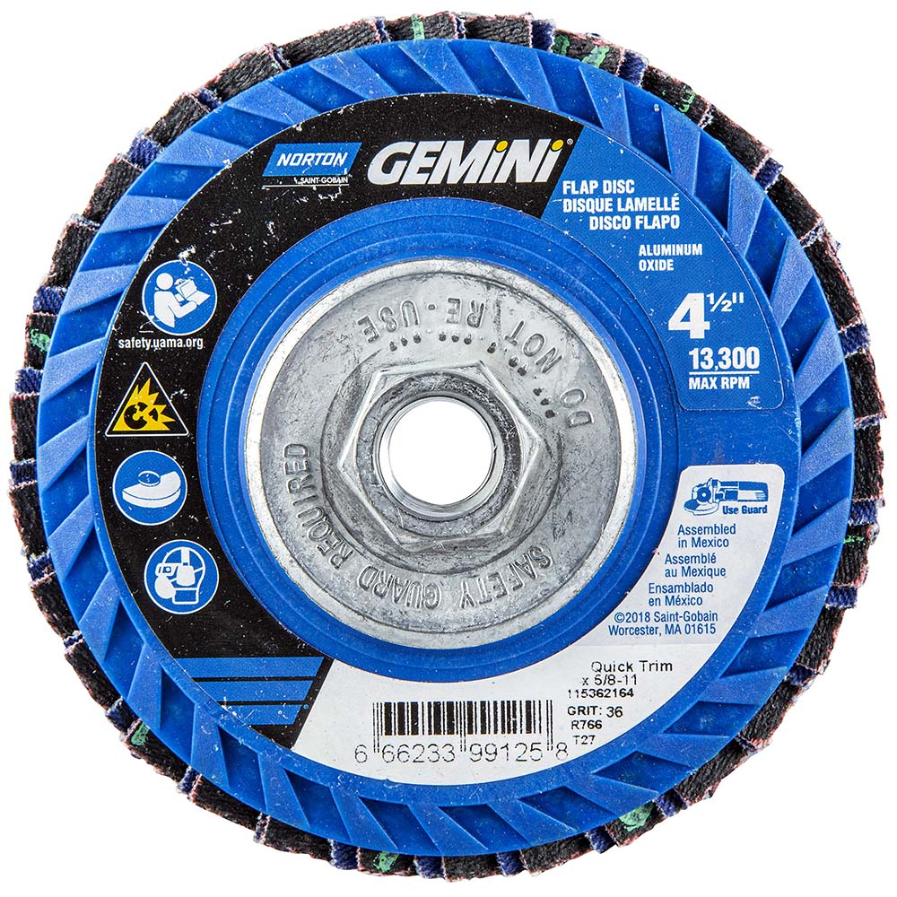 Norton 66623399125 Flap Disc 5/8-11 Hole, 36 Grit, Aluminum Oxide, Type 27
