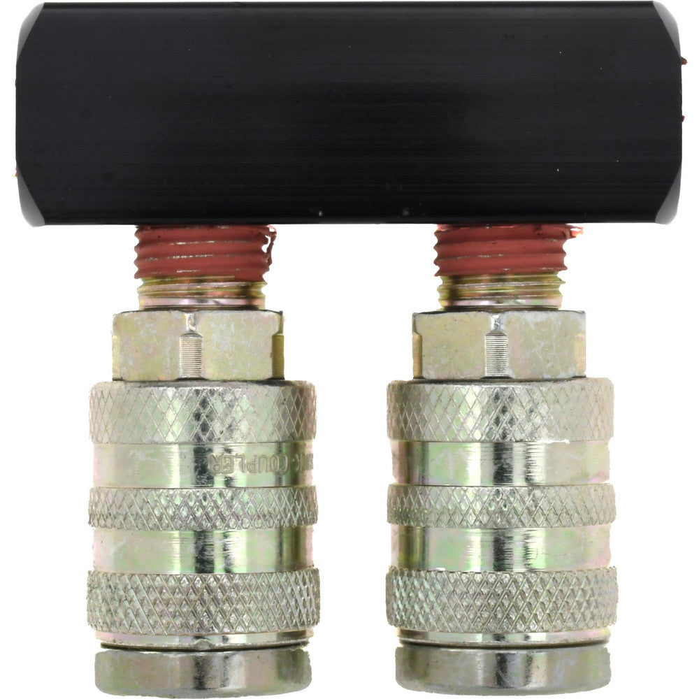 Value Collection 2620222540 Manifold 1/4" Inlet, 1/4" Outlet, 1 Inlet Port, 2 Outlet Ports, 2.56" OAL, 0.75" OAW