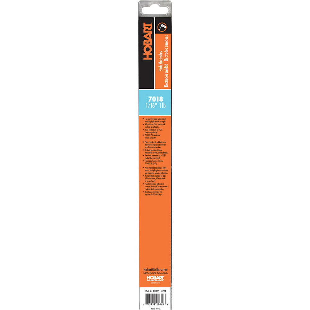 Hobart Welding Products H119916-R01 Stick Welding Electrode 1/16" Dia, 14" Long, Mild Steel