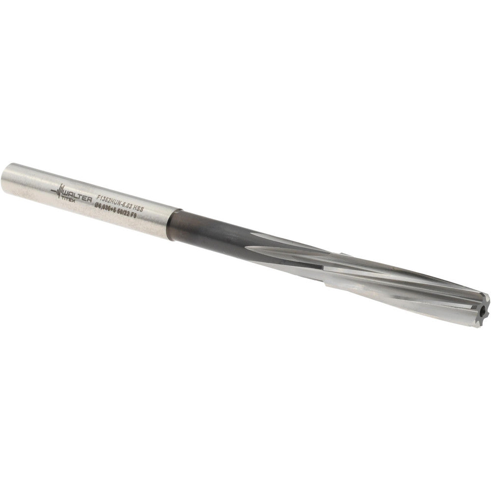 Walter-Titex 5072683 Chucking Reamer 6.03 mm Dia, 101 mm OAL, 28 mm Flute Length, Spiral Flute, Straight-Cylindrical Shank, Cobalt Steel