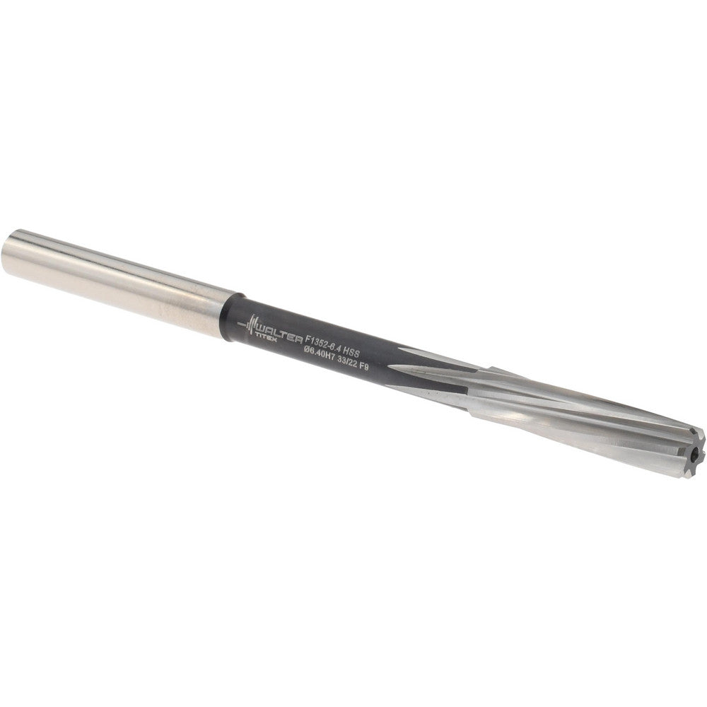 Walter-Titex 5071901 Chucking Reamer 6.40 mm Dia, 101 mm OAL, 28 mm Flute Length, Spiral Flute, Straight-Cylindrical Shank, Cobalt Steel